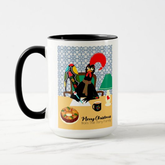 Weihnachtsgrüße aus dem portugiesischen Rooster Tasse (Links)