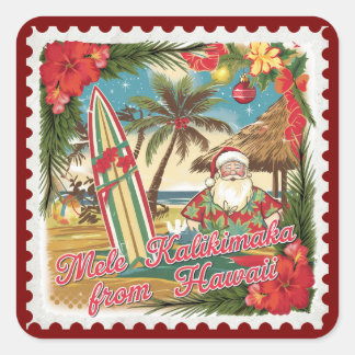 Weihnachtsgrüße aus Hawaii Holiday Quadratischer Aufkleber
