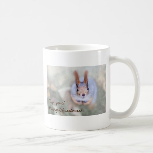 Weihnachtsgrüße aus lustigem Eichhörnchen Kaffeetasse (Rechts)