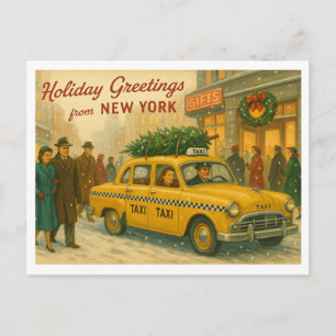 Weihnachtsgrüße aus New York im Stil der 1950er Ja Postkarte