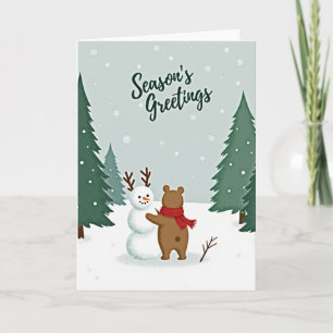 Weihnachtsgrüße Bär Schneemann Karte