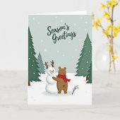 Weihnachtsgrüße Bär Schneemann Karte (Gelbe Blume)