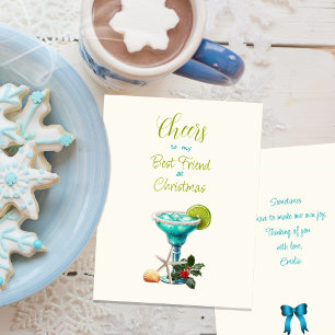 Weihnachtsgrüße beste Freundin Blaue Margarita Feiertagskarte