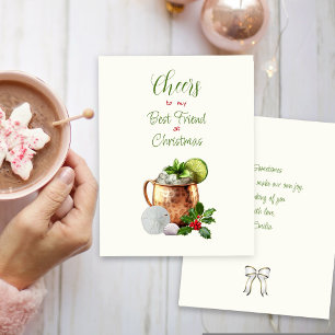 Weihnachtsgrüße beste Freundin Kupferbecher Feiertagskarte