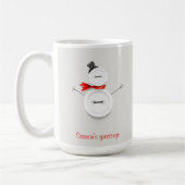 Weihnachtsgrüße-Button-Schneemann-Urlaubstasse Kaffeetasse (Links)