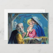 Weihnachtsgrüße Christliche Krippe Postkarte (Vorne/Hinten)