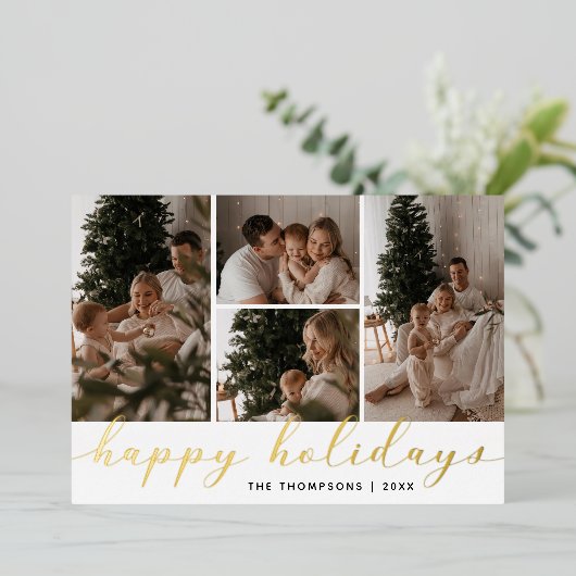 Weihnachtsgrüße Christmas Schrift Foto-Collage Folien Feiertagskarte (Stehend vorne)