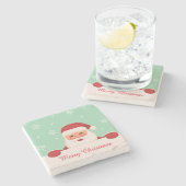 Weihnachtsgrüße des Weihnachtsmanns Steinuntersetzer (Seitenansicht)