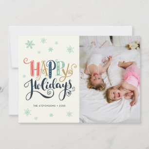 Weihnachtsgrüße Doodle Schnee   Foto-Feiertagskart Feiertagskarte