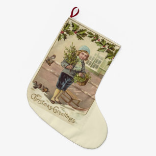 Weihnachtsgrüße eines viktorianischen englischen J Großer Weihnachtsstrumpf