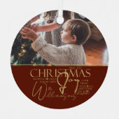 Weihnachtsgrüße Einzigartiges Foto Weihnachtskarte Ornament Aus Metall (Vorderseite)