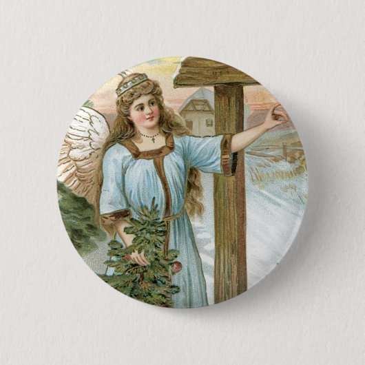 Weihnachtsgrüße Engel Button (Vorderseite)