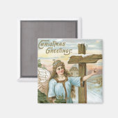 Weihnachtsgrüße Engel Magnet (Vorderseite/Rückseite)