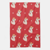 Weihnachtsgrüße, Engel mit Sternen Geschirrtuch (Vertikal)