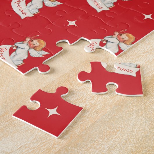 Weihnachtsgrüße, Engel mit Sternen Puzzle (Seite)