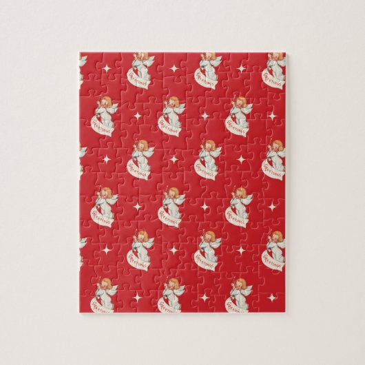 Weihnachtsgrüße, Engel mit Sternen Puzzle (Vertikal)