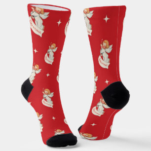 Weihnachtsgrüße, Engel mit Sternen Socken