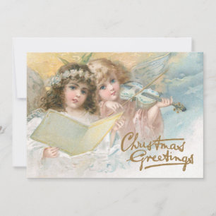 Weihnachtsgrüße Engel Musik Violine Freude Vintage Feiertagskarte