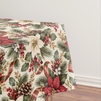 Weihnachtsgrüße Euphorbia und Karomuster Tischdecke