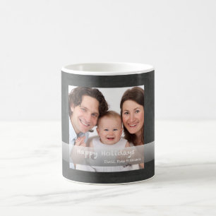 Weihnachtsgrüße Familienfoto-Schiefertafel Benutze Kaffeetasse