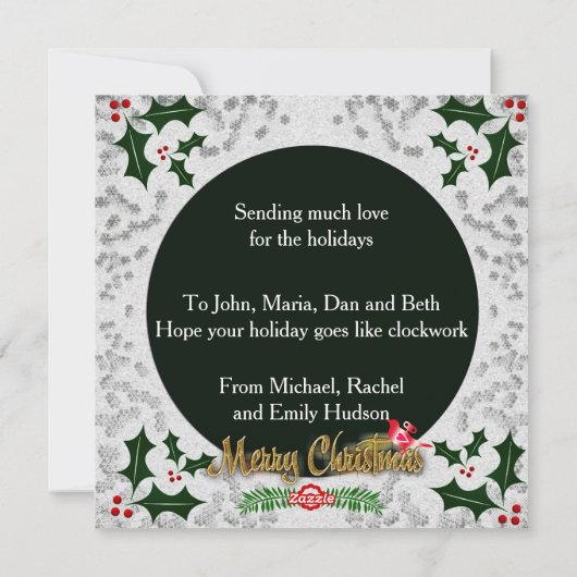 Weihnachtsgrüße Feiertagskarte (Rückseite)