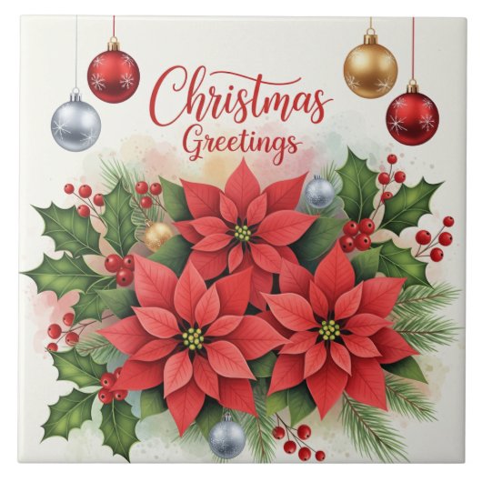 Weihnachtsgrüße, Festlich, Fliese (Vorderseite)