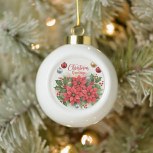 Weihnachtsgrüße, Festlich, Keramik Kugel-Ornament