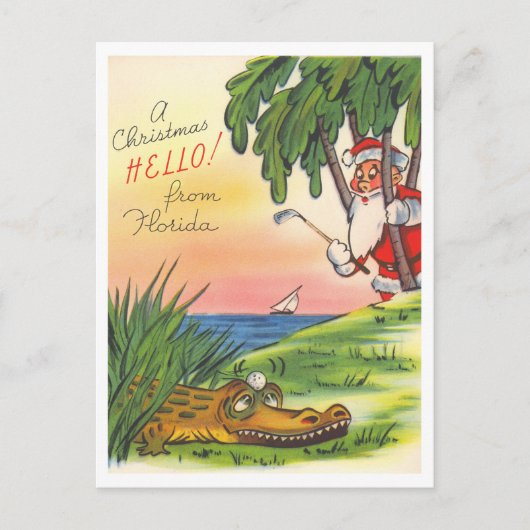 Weihnachtsgrüße Florida Golf Retro Postkarte (Vorderseite)