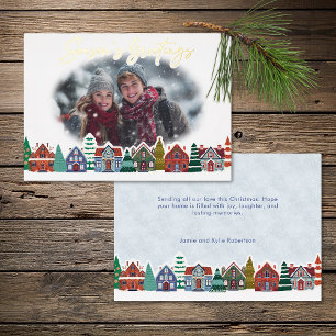 Weihnachtsgrüße Foto Boho-Christmas-Dorf Folien Feiertagskarte