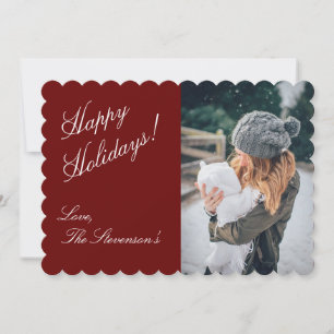 Weihnachtsgrüße Foto Personalisiert Roter Name Feiertagskarte