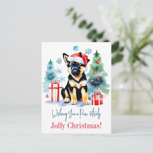 Weihnachtsgrüße für Hunde Postkarte (Stehend Vorderseite)