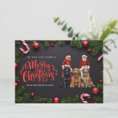Weihnachtsgrüße für Hundefreunde Feiertagskarte (Stehend Vorderseite)