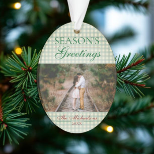 Weihnachtsgrüße Gingham Christmas Ornament