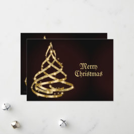 Weihnachtsgrüße Glänzendes Goldenes Band Baum Feiertagskarte