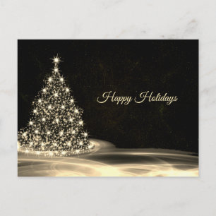 Weihnachtsgrüße Golden Glänzender Baum Winter Schw Postkarte