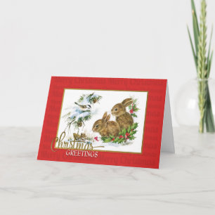 Weihnachtsgrüße Hasen Vintage Reproduktion Karte