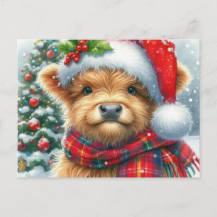 Weihnachtsgrüße Highland-Kuh Feiertagspostkarte