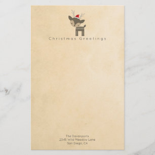 Weihnachtsgrüße Hirsche in einer roten Weihnachtsm Briefpapier