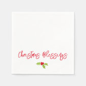 Weihnachtsgrüße Holly Festive Feiertage Glaube Serviette (Vorderseite)