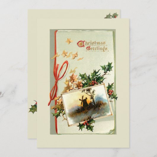 Weihnachtsgrüße/Holly & Ivy Feiertagskarte (Vorne/Hinten)