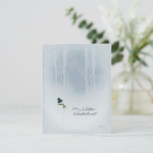 Weihnachtsgrüße im Schneewald Feiertagskarte (Stehend Vorderseite)