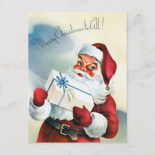 Weihnachtsgrüße im Vintage-Design mit Weihnachtsma Postkarte
