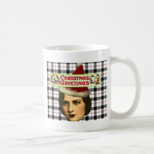 Weihnachtsgrüße im Vintage-Stil Dame Kaffeetasse