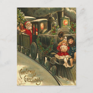 Weihnachtsgrüße im Vintage-Stil Feiertagspostkarte