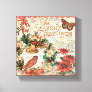 Weihnachtsgrüße im Vintage-Stil Leinwanddruck