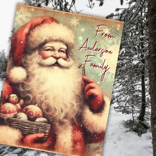 Weihnachtsgrüße im Vintage-Stil mit Santa Claus zu Postkarte