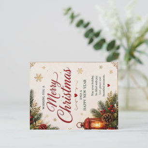 Weihnachtsgrüße in Rot und Gold Feiertagspostkarte