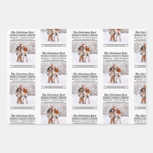 Weihnachtsgrüße in Zeitung Geschenkpapier Set (Vorderseite 2)