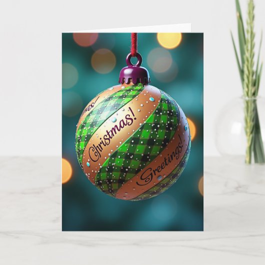 Weihnachtsgrüße Karo-Ornament Karte (Vorderseite)