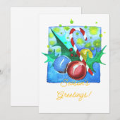 Weihnachtsgrüße Karte Mit Christbaumkugeln (Vorne/Hinten)